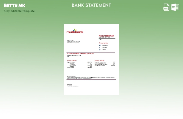 модерен стил Шаблон за збор за извод од банка во Панама Multibank